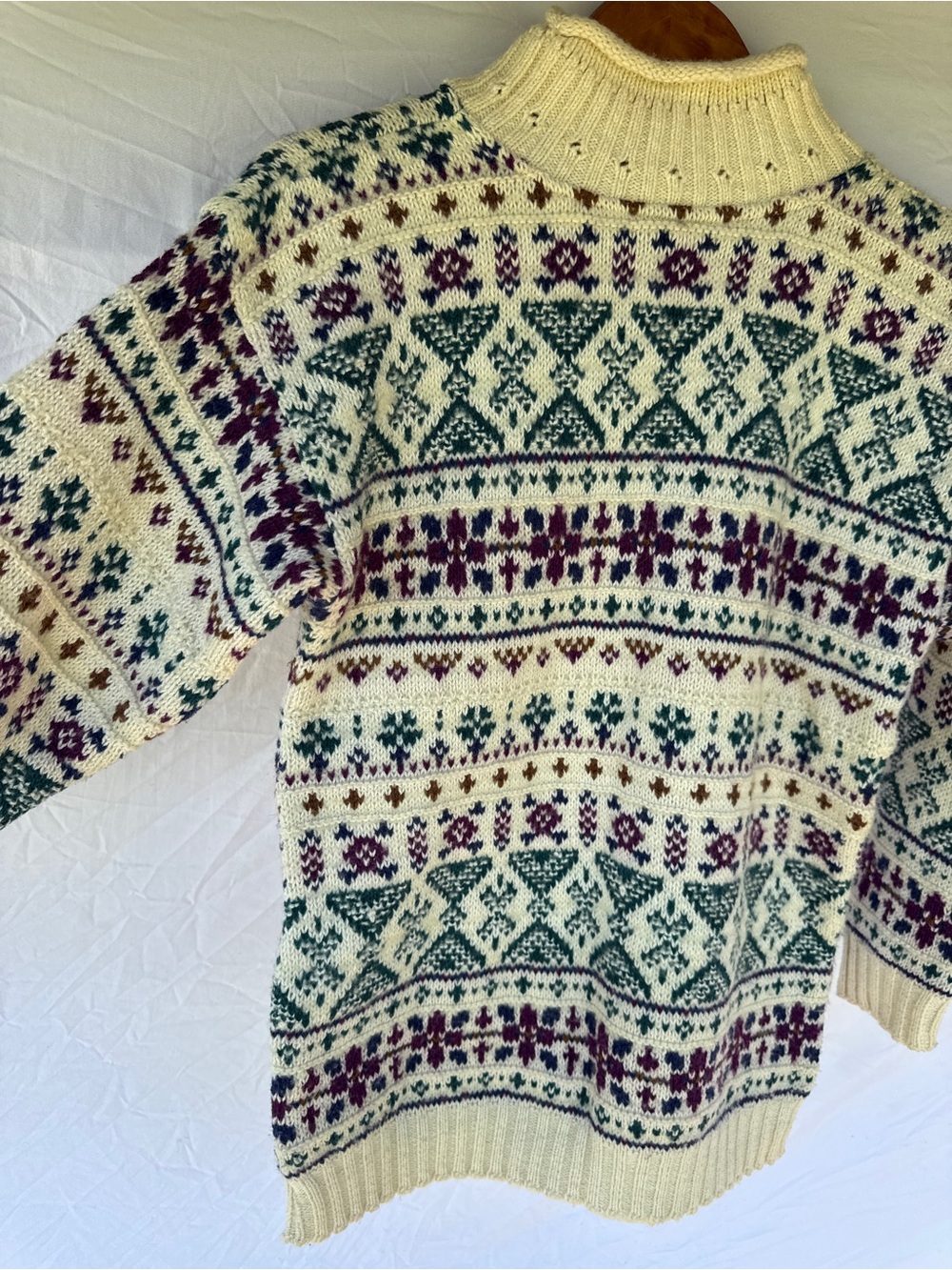 ⁠VTG Alps Fair Isle Wool Blend Turtleneck Sweater M Geometric Knit Ski Made USA⁠ - Picture 9 of 12